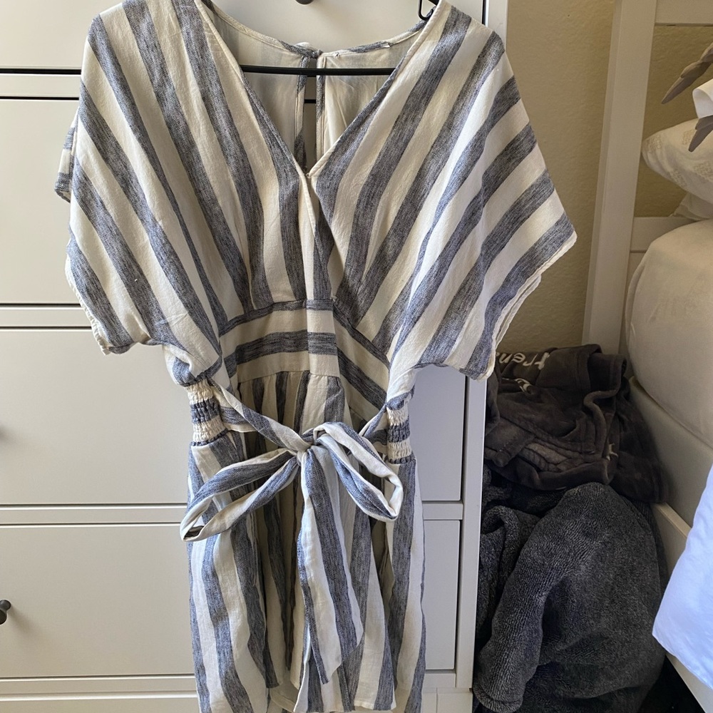 Blue and white romper